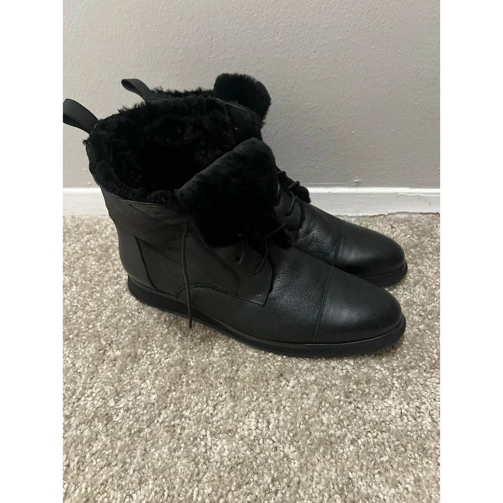 Marc Nolan Ryker Boots Sz 12 Black Leather Sheepskin Lined